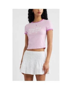 BP. Ringer Crop Graphic Baby Tee - Purple