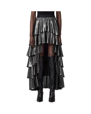 AllSaints Cavarly Metallic High-Low Maxi Skirt - Black