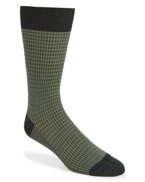 Pantherella Smythson Textured Check Dress Socks - Green