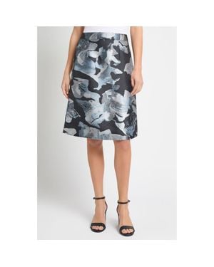 Ming Wang Abstract Floral A-Line Skirt - Blue