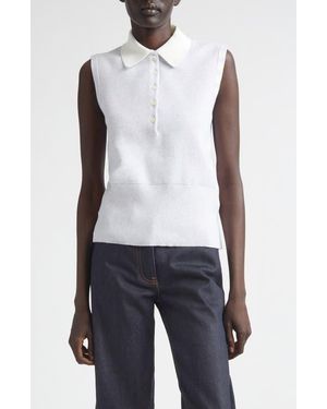 Thom Browne 4-Bar Sleeveless Milano Knit Cotton Polo - Gray