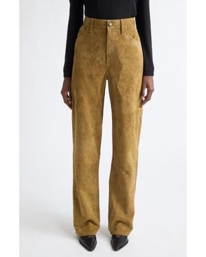 Altuzarra Mills High Waist Suede Pants - Natural