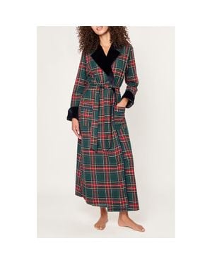 Petite Plume Kensington Tartan Cotton Twill Robe - Blue