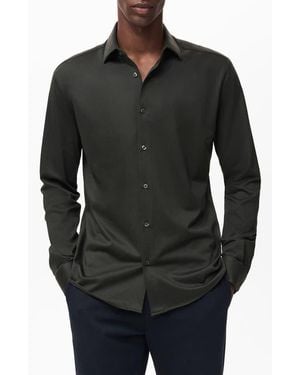 Mango Comfort Stretch Button-Up Shirt - Black