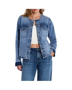 Wash Lab Denim Clara Collarless Denim Jacket - Blue