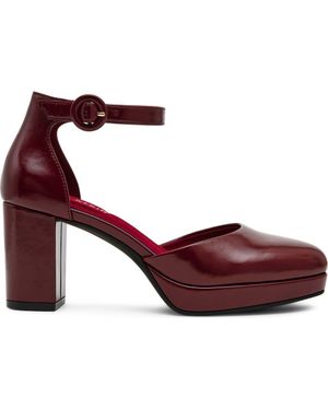 Anne Klein Faith Platform Ankle Strap Pump - Red