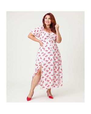 Unique Vintage Plus Size Sweetheart Midi Dress - Pink