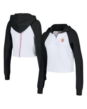 Lusso San Francisco Giants Jane Raglan Quarter-Zip Tri-Blend Cropped Pullover Hoodie - Black