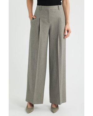 BOSS Tiana Pleated High Waist Wide Leg Pants - Gray