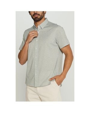 7 Diamonds Eden Floral Short Sleeve Button-Up Shirt - Gray