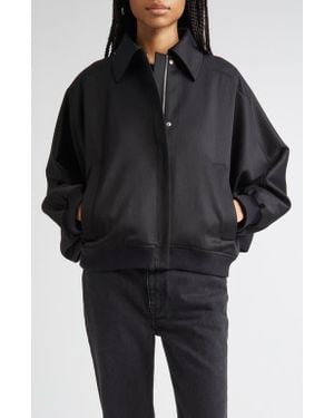 Loulou de Saison Frost Batwing Sleeve Wool Blend Bomber Jacket - Black