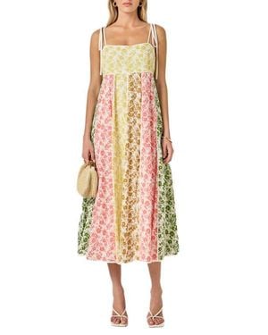 English Factory Colorblock Floral Tie Strap Midi Sundress - Multicolor