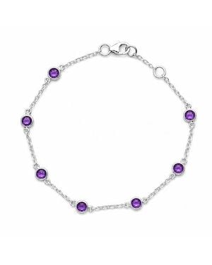 Zuvan February Birthstone Bracelet Amethyst - Metallic