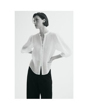 H&M Balloon-Sleeved Blouse - Brown