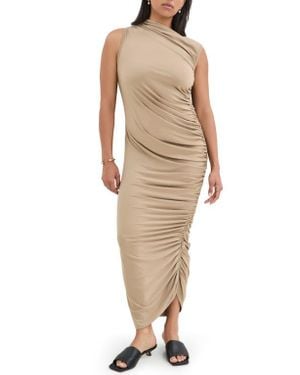 MARCELLA Joan Sleeveless Ruched Cocktail Dress - Natural