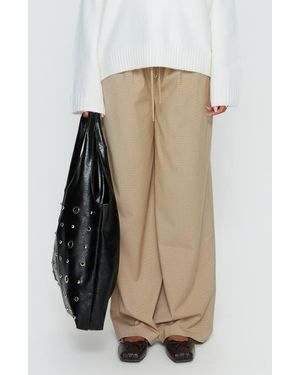 Princess Polly Ketrina Plaid Wide Leg Drawstring Pants - Natural
