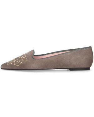 Pretty Ballerinas Pointed Toe Studded Loafer - Gray