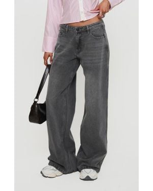 Princess Polly Ramos Low Rise Wide Leg Jeans - Gray
