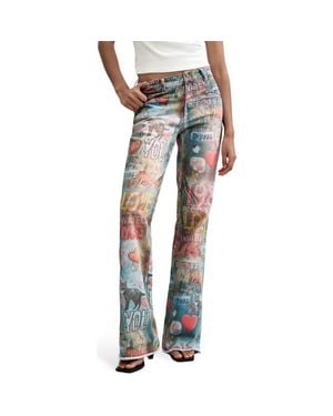 Desigual Graphic Flare Leg Jeans - Blue