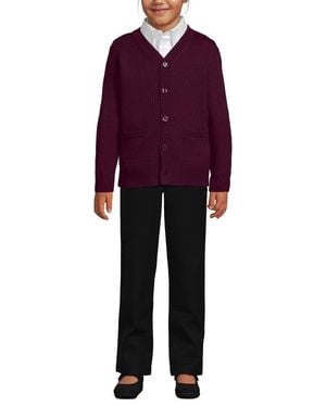 Lands' End School Uniform Kids Legacy Varsity Cardigan - Red