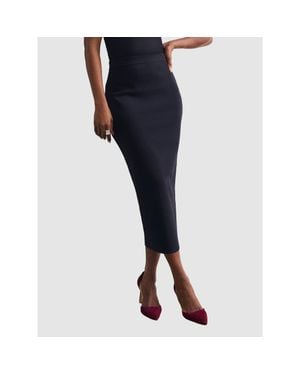 The Fold Santon Pencil Midi Skirt - Blue