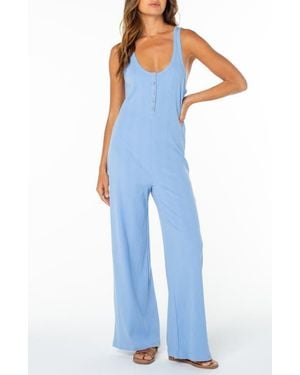 Roxy Running Tide Sleeveless Wide Leg Jumpsuit - Blue