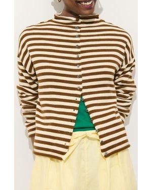 Alex Mill Taylor Stripe Mock Neck Cotton & Cashmere Cardigan - Multicolor