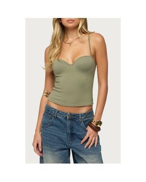 Edikted Aven Sweetheart Neck Built-In Bra Tank - Green