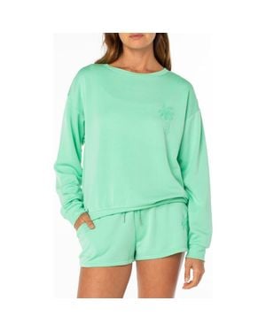 Roxy Surfing By Moonlight Embroidered Graphic Sweatshirt - Green