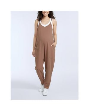 Motherhood Maternity Sleeveless Relaxed Fit Maternity Jumpsuit - Brown