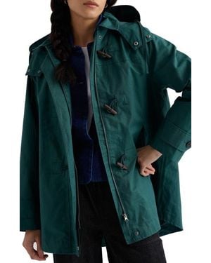 Seasalt Cornwall Sea Drift Waterproof Hooded Linen & Cotton Rain Coat - Green