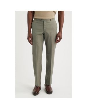 Berle Lightweight Flat Front Mesh Weave Wool Dress Pants - Natural