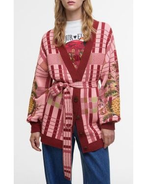 Barbour X Farm Rio Luisa Long Belted Cardigan - Red