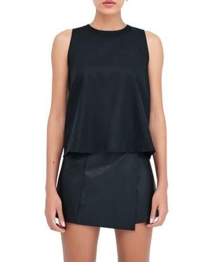 MARCELLA Mckinley Sleeveless Linen & Cotton Top - Blue