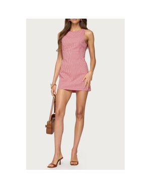 Edikted Macee Gingham Sleeveless Romper - Pink