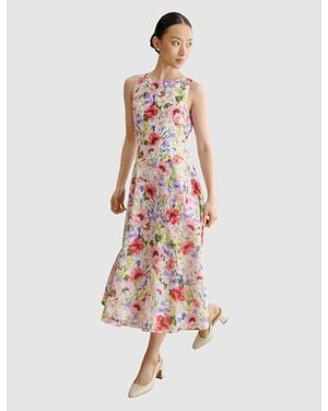 Hobbs Carly Floral Midi Dress - White