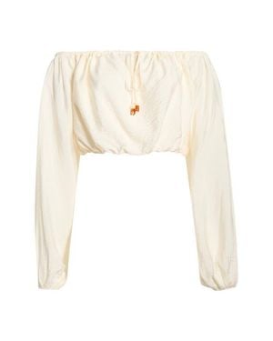 KITTENISH Off The Shoulder Bubble Hem Top - White