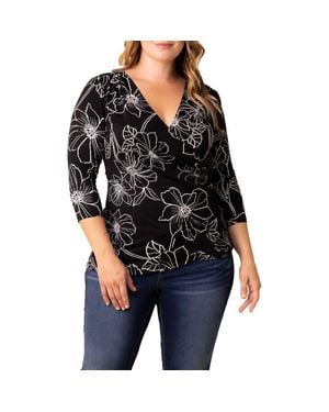 Kiyonna Faux Wrap Top - Black