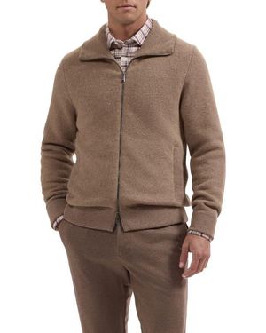 Bugatchi Wool Blend Full Zip Sweater Jacket - Brown