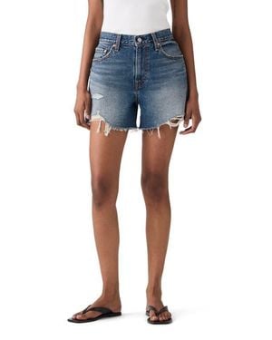Levi's Ribcage High Waist A-Line Cutoff Denim Shorts - Blue