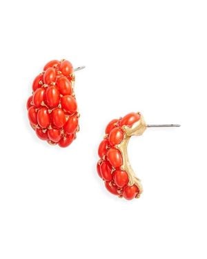Kenneth Jay Lane Cabachon Hoop Earrings - Red