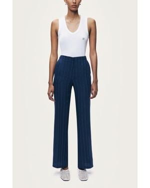 Nocturne Pinstripe Wide Leg Pants - Blue