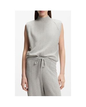 BOSS Futrani Cashmere Mock Neck Sleeveless Sweater - Gray