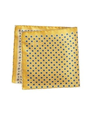 Eton Four Quad Silk Pocket Square - Yellow
