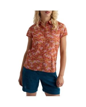 Seasalt Cornwall Rushmaker Floral Organic Cotton Voile Button-Up Shirt - Red