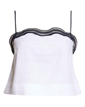 Reiss Felicity Lace Trim Linen Camisole - White