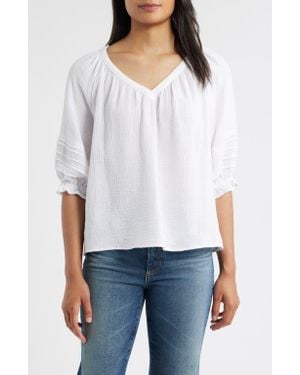 Two By Vince Camuto Cotton Gauze Puff Sleeve Top - White