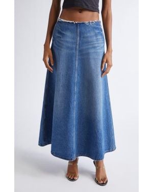 Alexander Wang Raw Cut Waist Low Rise Denim A-Line Skirt - Blue