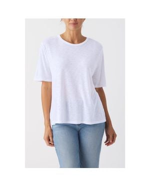 Franne Golde Slub Jersey Elbow Sleeve Crew Tee - White