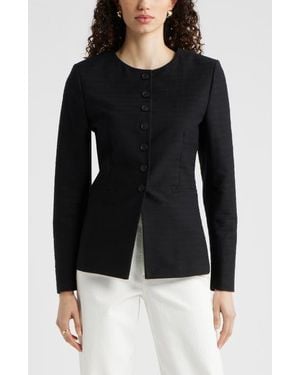 Nordstrom Collarless Textured Jacket - Black